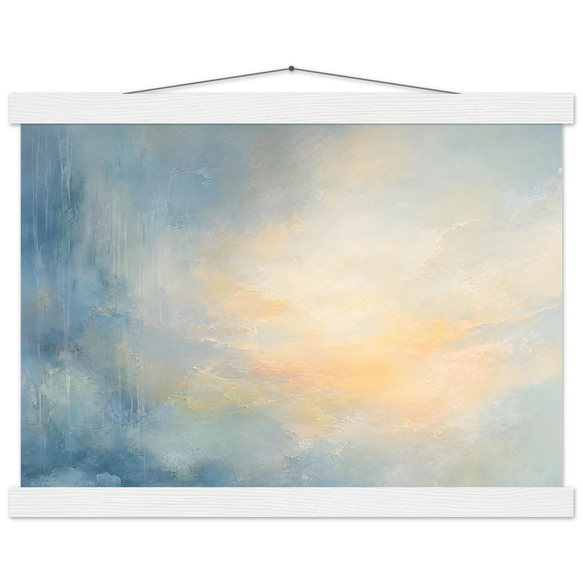 Dawn after Rain: sunrise, coastline and washed light. Fine art poster, alternate frame and size.