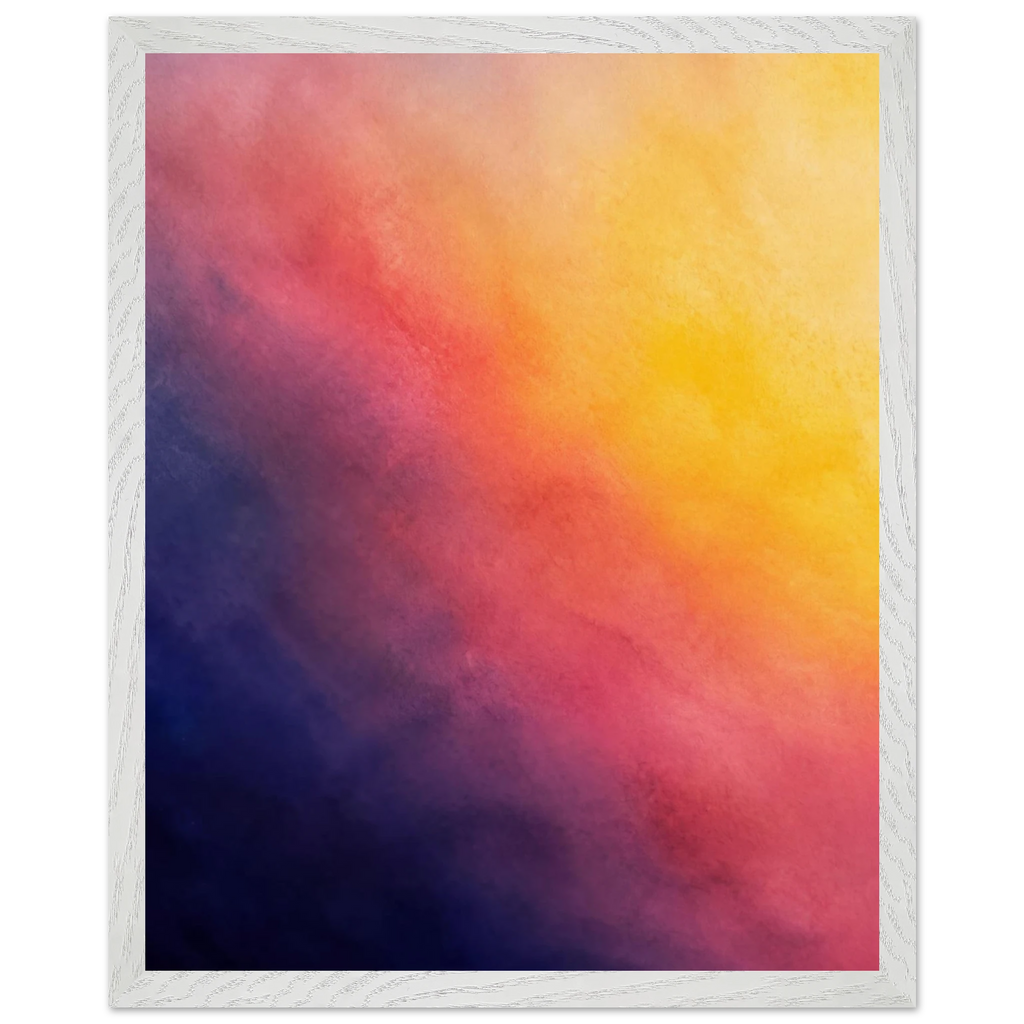 Turquoise and Gold, gradient, night and morning. Archival framed fine art print shown framed.