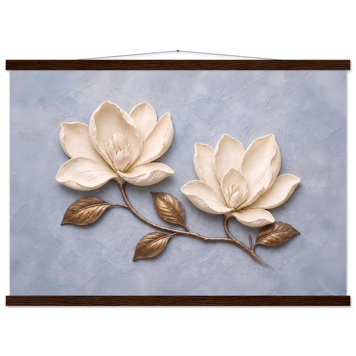 Bronze Magnolia: flowers and botanical. Fine art poster, alternate frame and size.