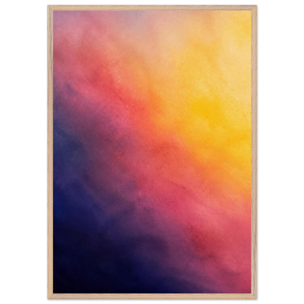 Turquoise and Gold: gradient, night and morning. Framed fine art print, alternate frame and size.
