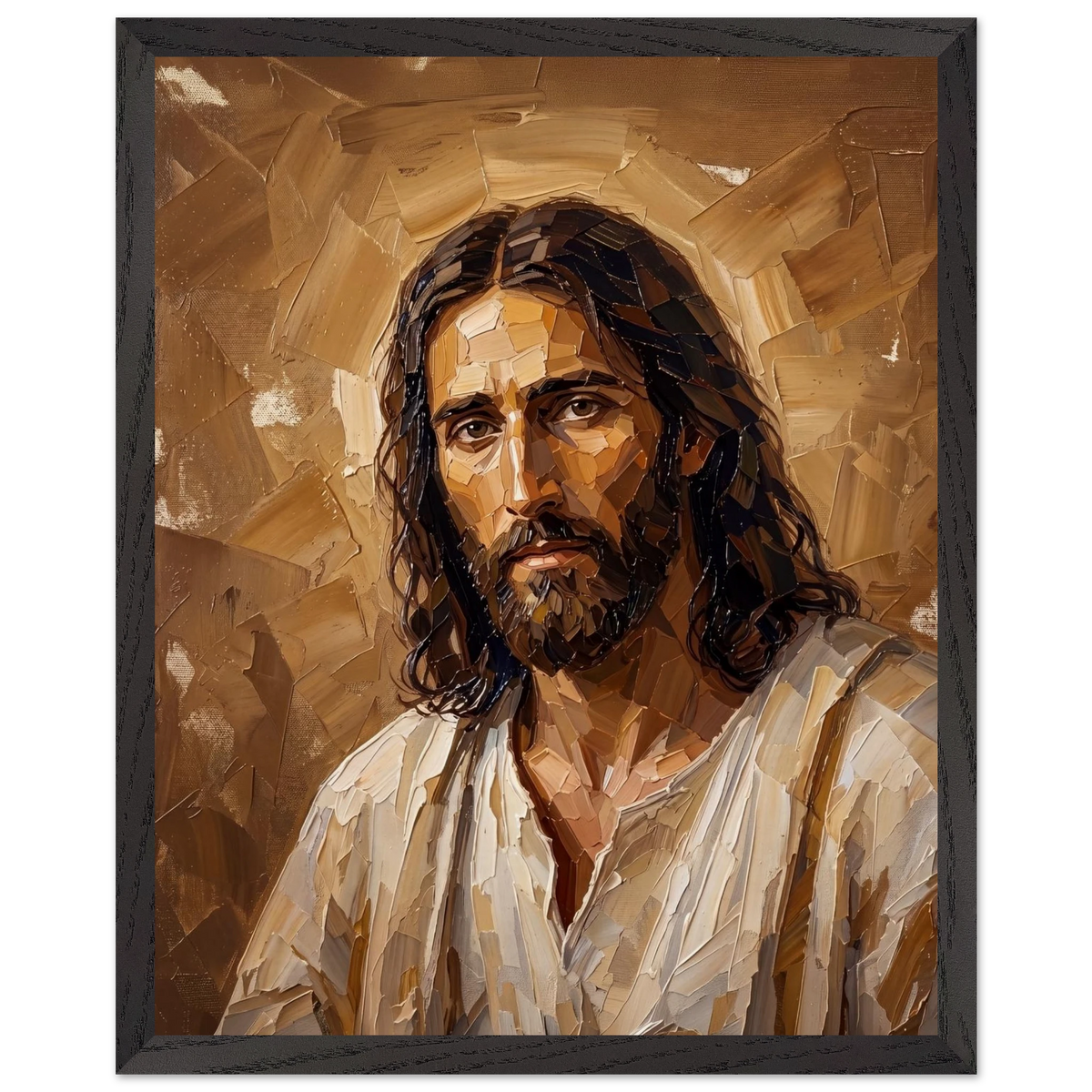 Kind Eyes: jesus, faith and serene gaze. Framed fine art print by The Light Stays.