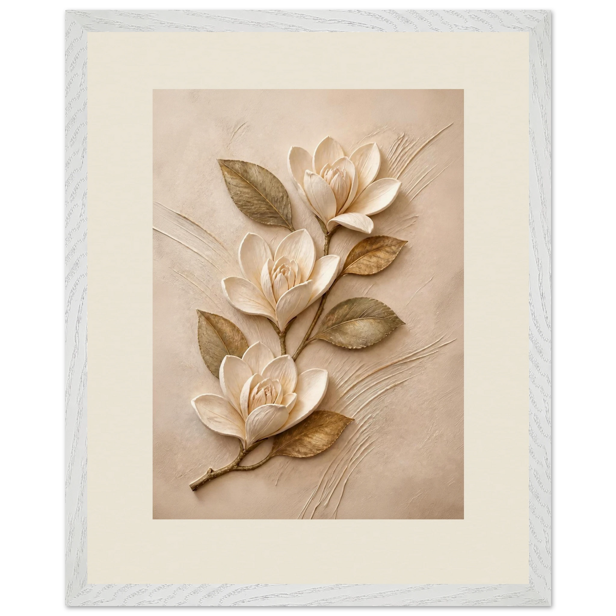Magnolia Ascent: flowers and botanical. Framed fine art print, alternate frame and size.