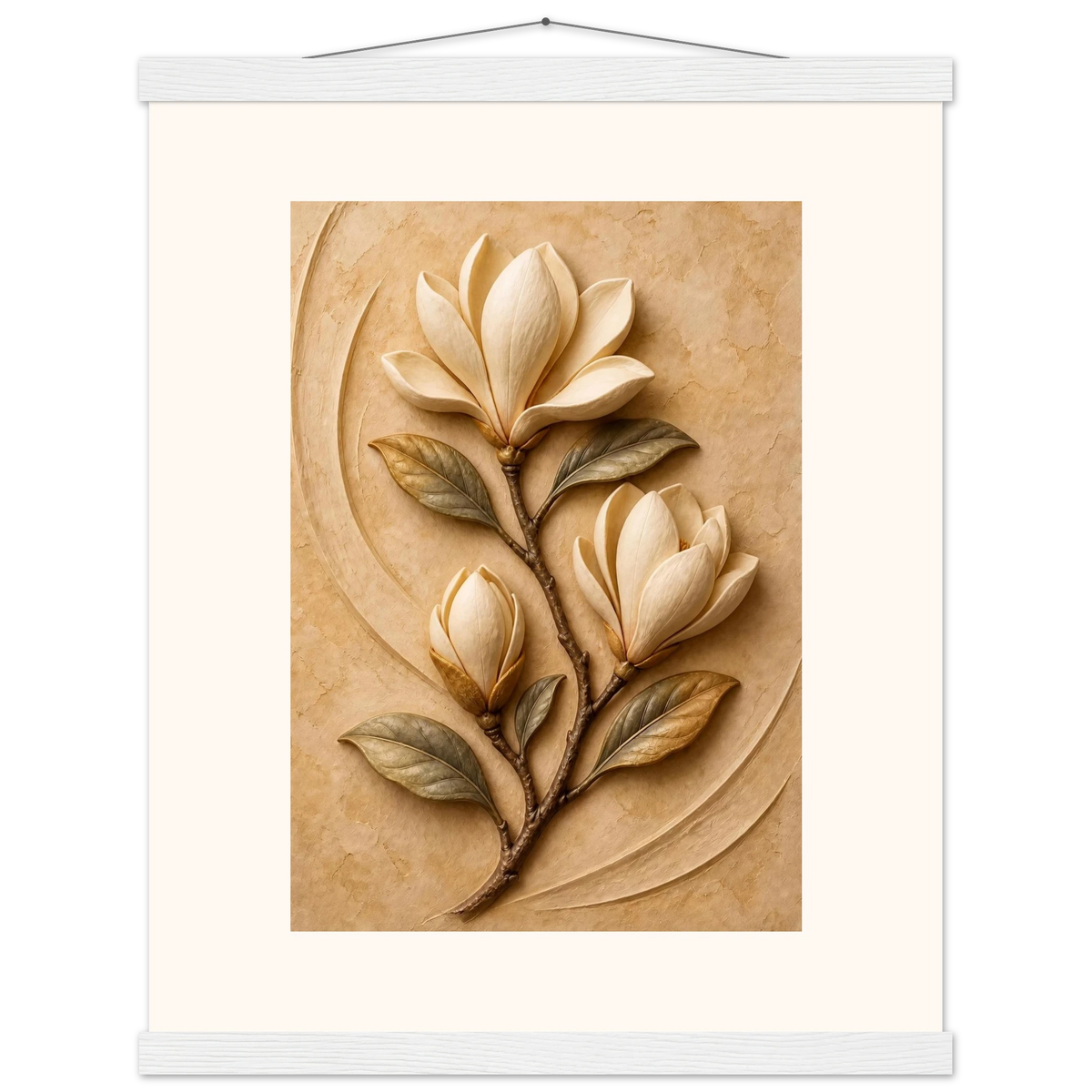 Magnolia Arc: flowers and botanical. Museum-quality fine art poster.