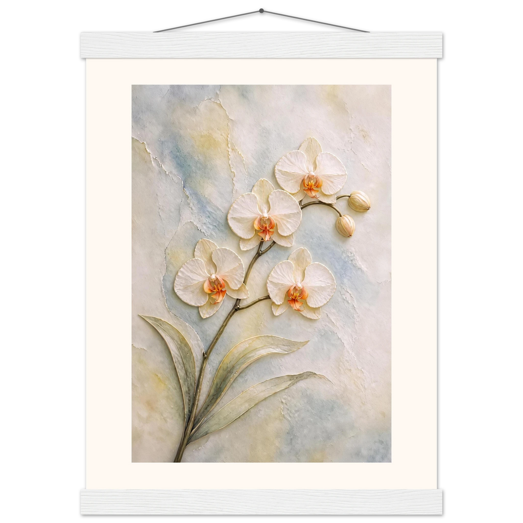 Porcelain Orchid: flowers and botanical. Museum-quality fine art poster.