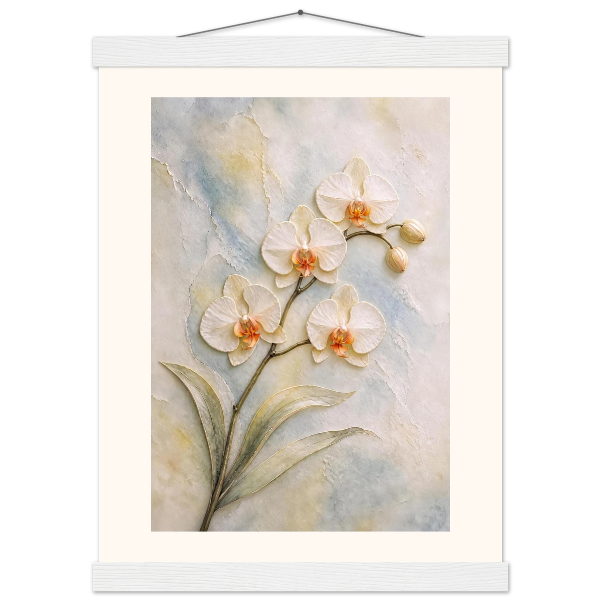 Porcelain Orchid: flowers and botanical. Museum-quality fine art poster.