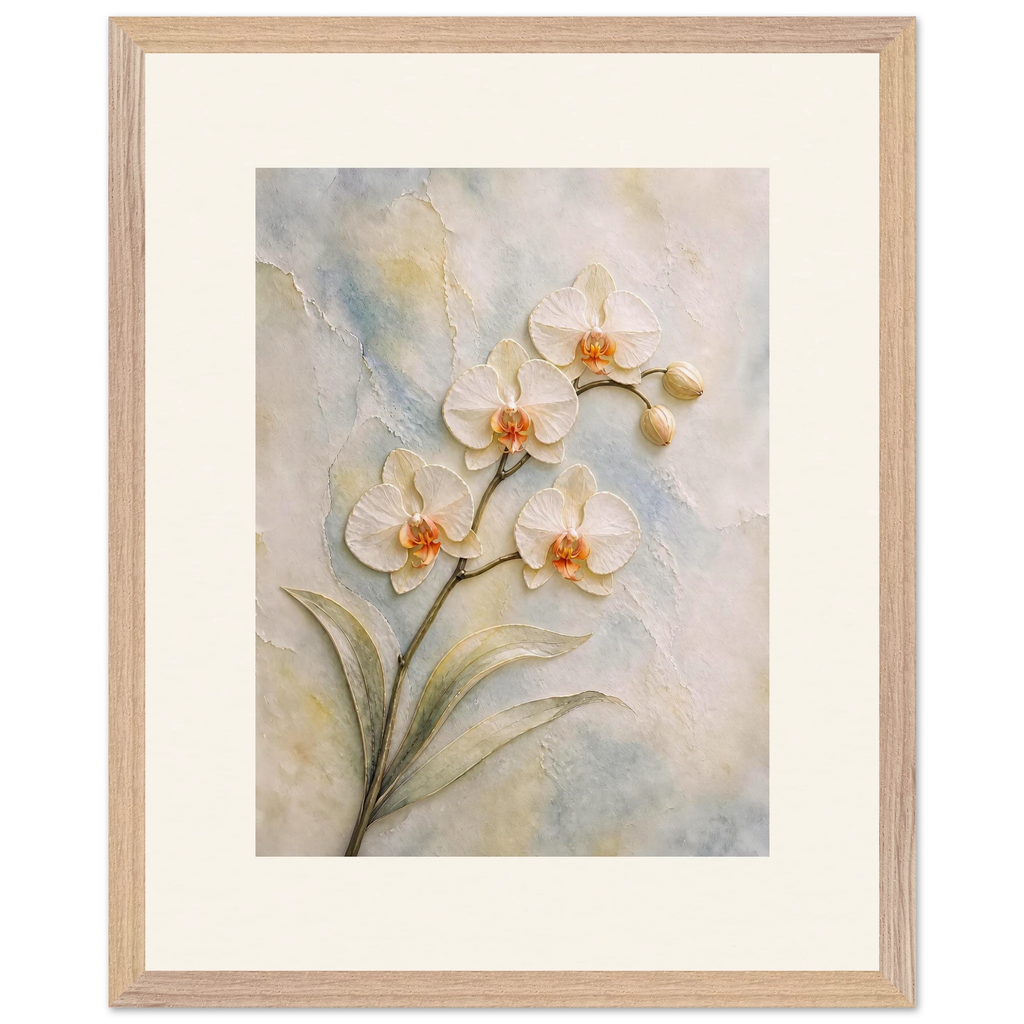 Porcelain Orchid: flowers and botanical. Museum-quality framed fine art print.