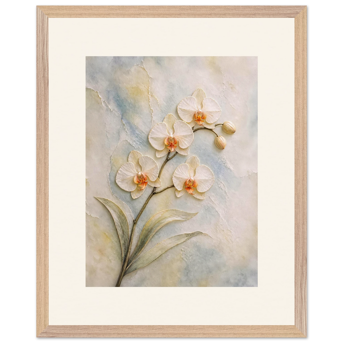 Porcelain Orchid: flowers and botanical. Museum-quality framed fine art print.
