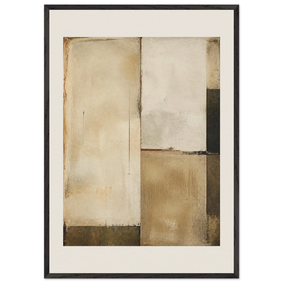 Earth and Charcoal Diptych, Panel II of II: abstract, geometry and mineral palette. Framed fine art print by The Light Stays.