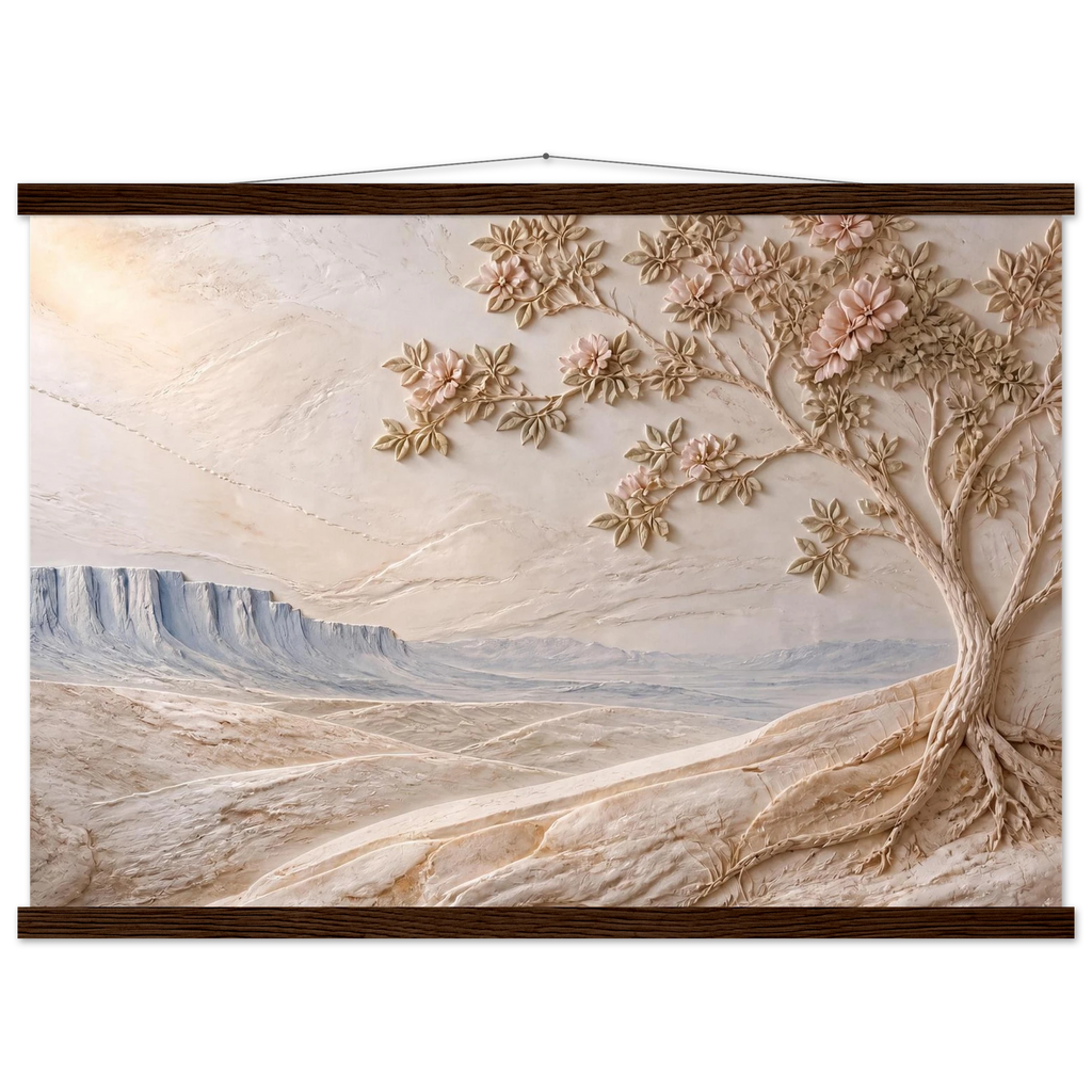 Cliffside Bloom: petra and flora. Fine art poster by The Light Stays.