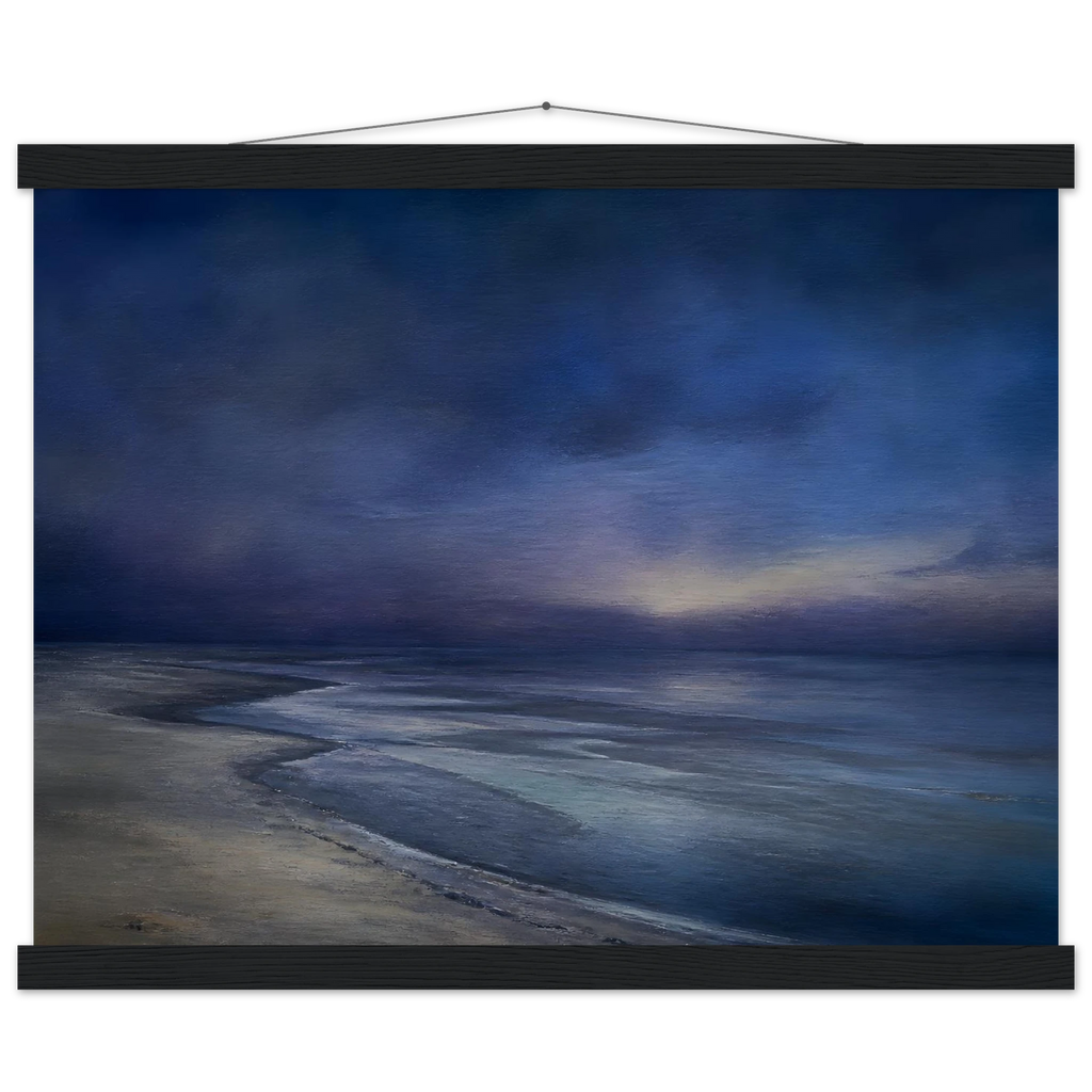 Blue Hour Shore: sea and coastal landscape. Museum-quality fine art poster.