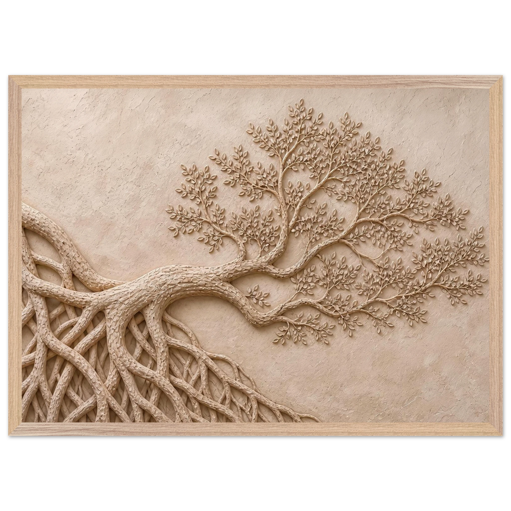 Root Lattice: petra and herbarium. Framed fine art print, alternate frame and size.