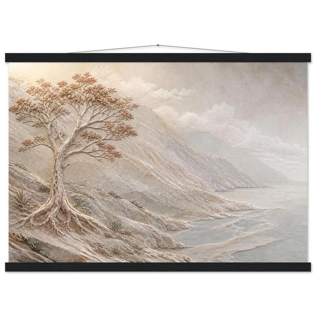 Coral Headland, sea and coastal landscape. Archival fine art poster shown framed.