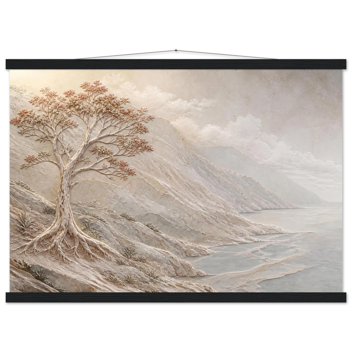 Coral Headland, sea and coastal landscape. Archival fine art poster shown framed.