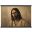 Pôster Kind Eyes com suporte de madeira, retrato sereno de Jesus em luz quente