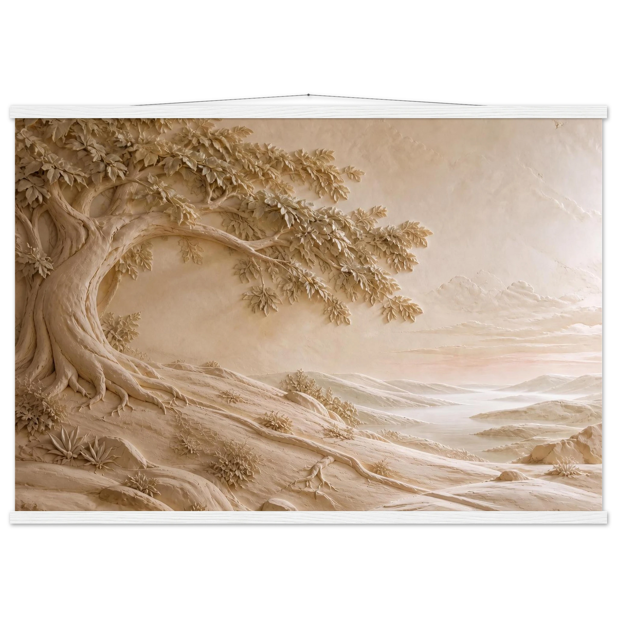 Sandstone Dawn, lumen and siena. Archival fine art poster shown framed.