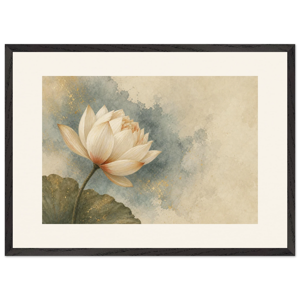 First Lotus Light: flowers and botanical. Museum-quality framed fine art print.