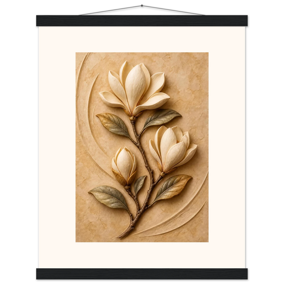 Magnolia Arc, flowers and botanical. Archival fine art poster shown framed.