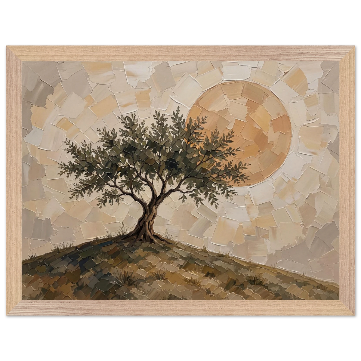 Olive Noon: hills, botanical and golden tones. Framed fine art print by The Light Stays.