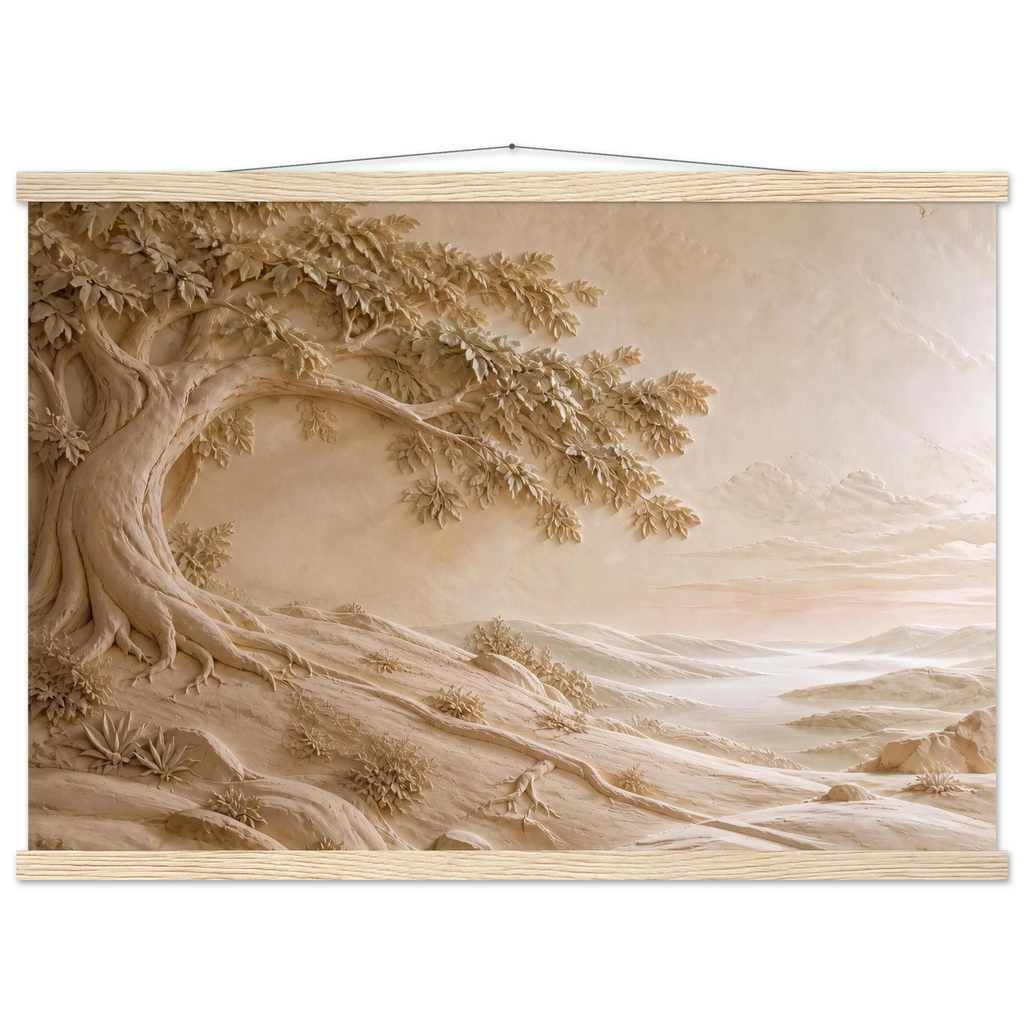 Sandstone Dawn: lumen and siena. Museum-quality fine art poster.
