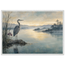 Heron at Dawn: japanese art and japandi. Framed fine art print, alternate frame and size.
