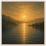 Quadro emoldurado Reflexo Dourado, lago e montanhas sob luz dourada