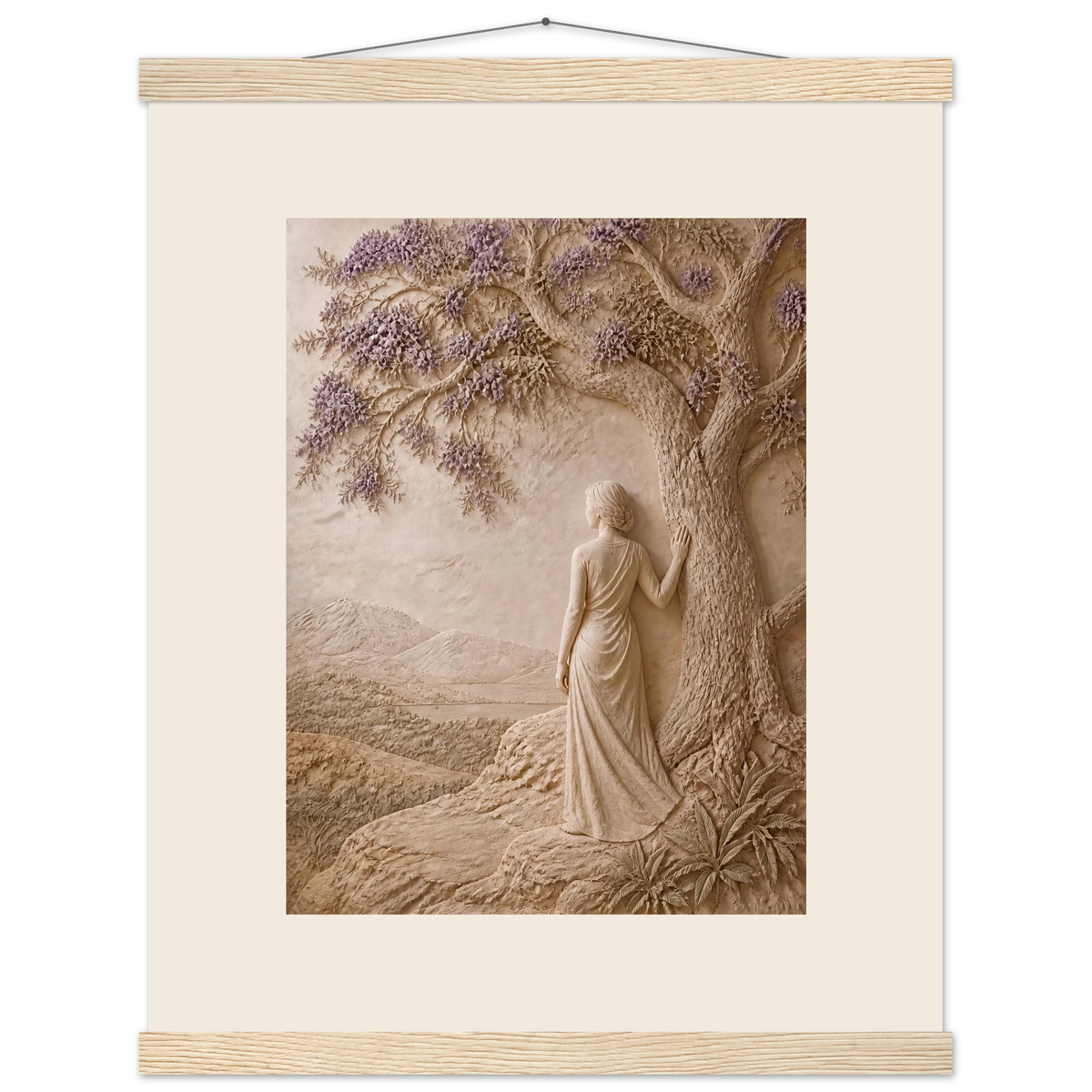 Old Friend, impasto, figure and companion tree. Archival fine art poster shown framed.