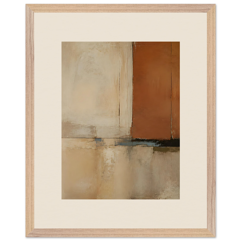 Terracotta Diptych, Panel I of II: two panels, terracotta and cream. Framed fine art print, alternate frame and size.