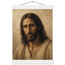 Pôster Kind Eyes com suporte de madeira, retrato sereno de Jesus em luz quente