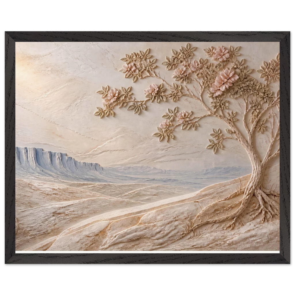 Cliffside Bloom: flowers and botanical. Museum-quality framed fine art print.