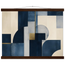 Blue Architecture: geometric abstract, blue and cream. Museum-quality fine art poster.