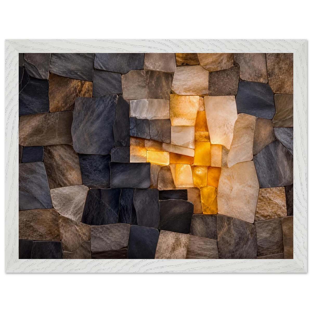 Citrine Seam: lumen and siena. Framed fine art print, alternate frame and size.