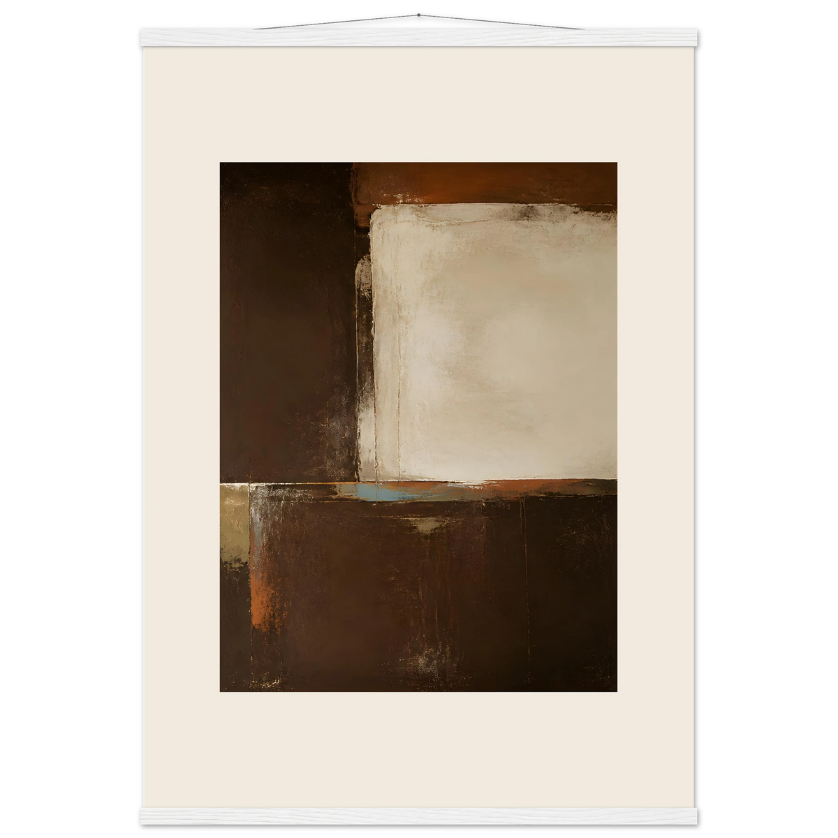 Terracotta Diptych, Panel II of II, two panels, terracotta and cream. Archival fine art poster shown framed.