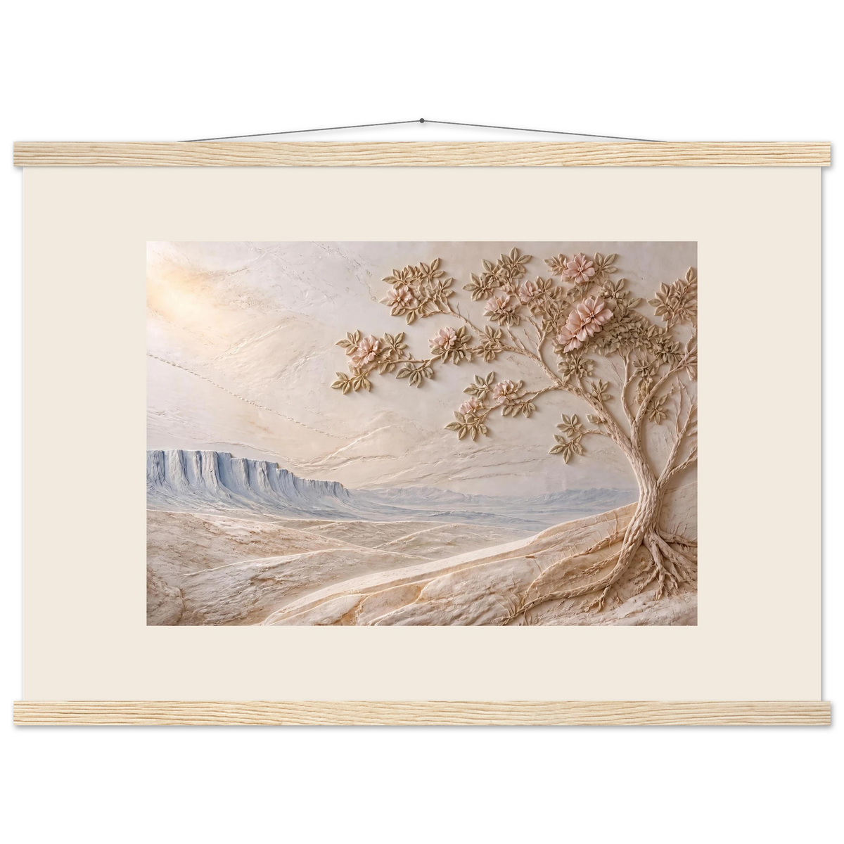 Cliffside Bloom: petra and flora. Fine art poster by The Light Stays.