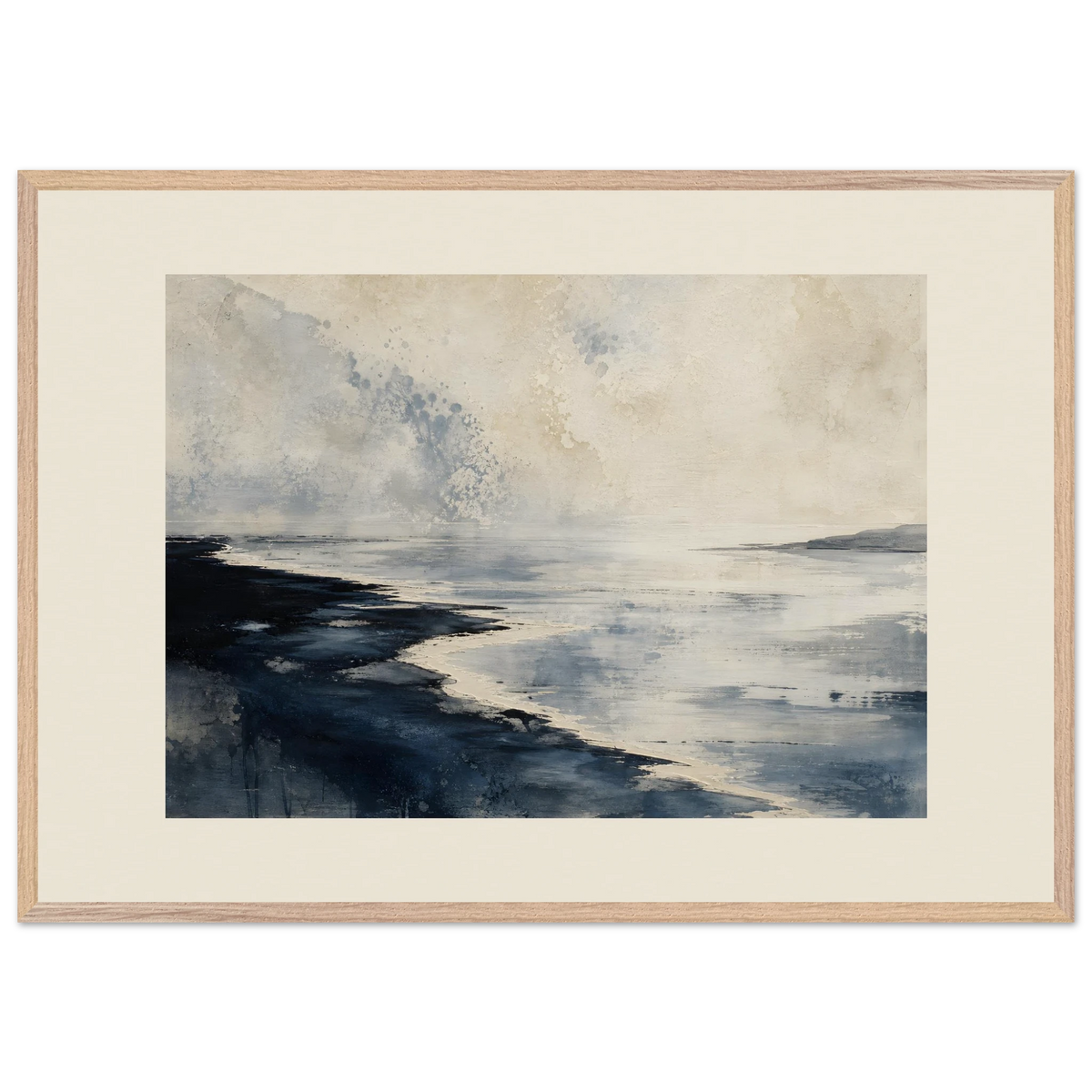 Tidal Ink, sea and coastal landscape. Archival framed fine art print shown framed.