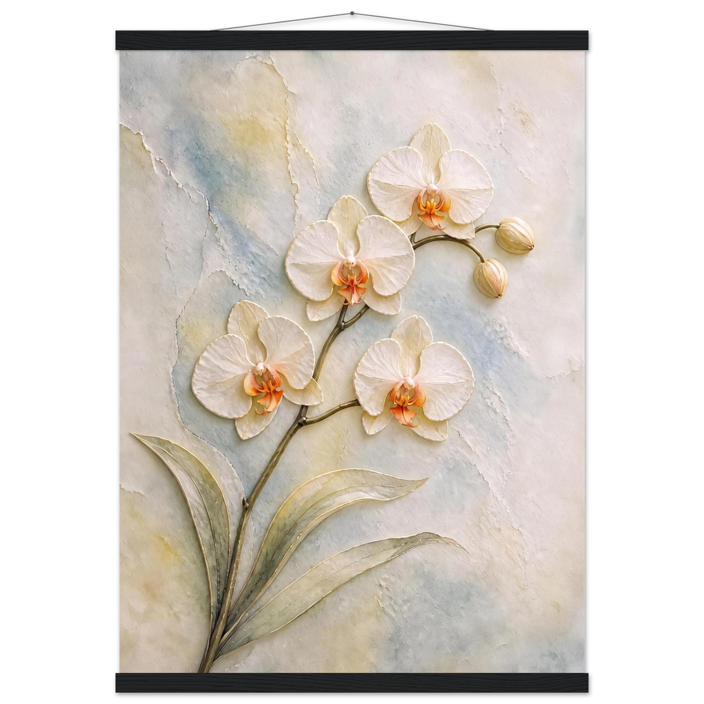 Porcelain Orchid: flowers and botanical. Museum-quality fine art poster.