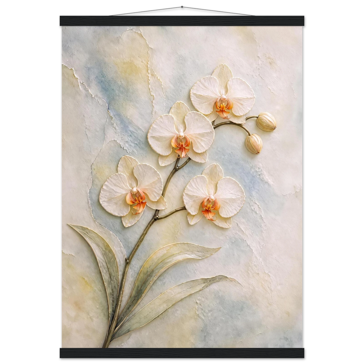 Porcelain Orchid: flowers and botanical. Museum-quality fine art poster.