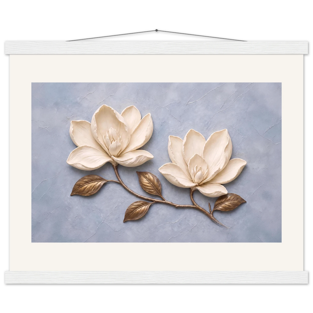 Bronze Magnolia: flowers and botanical. Museum-quality fine art poster.