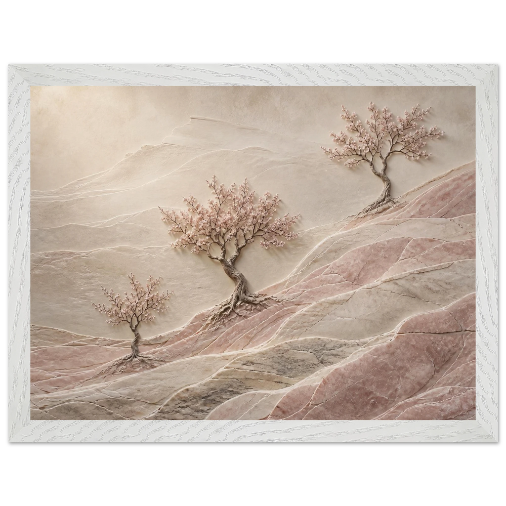 Blossom Terraces: flowers and botanical. Framed fine art print, alternate frame and size.