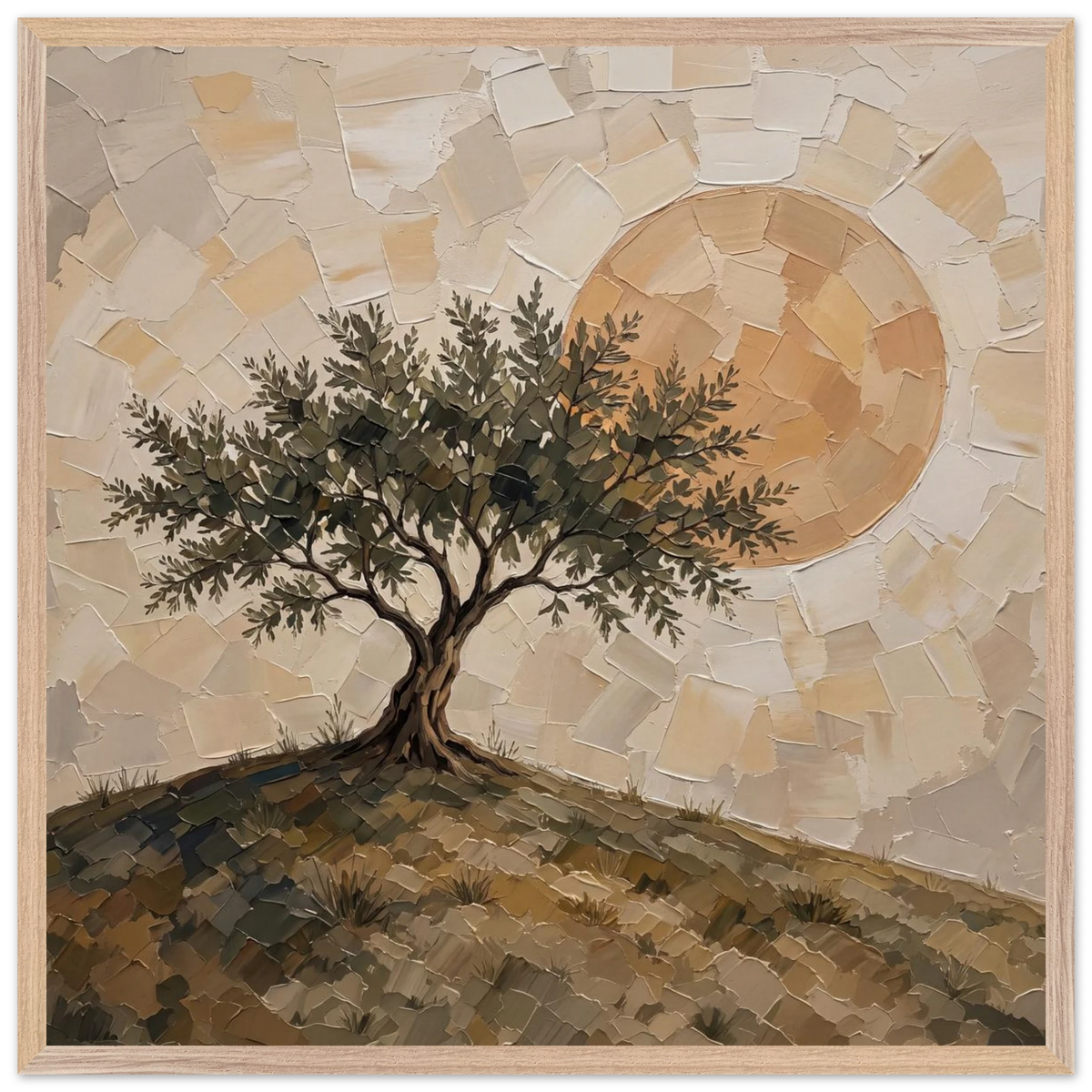Olive Noon: hills, botanical and golden tones. Framed fine art print by The Light Stays.