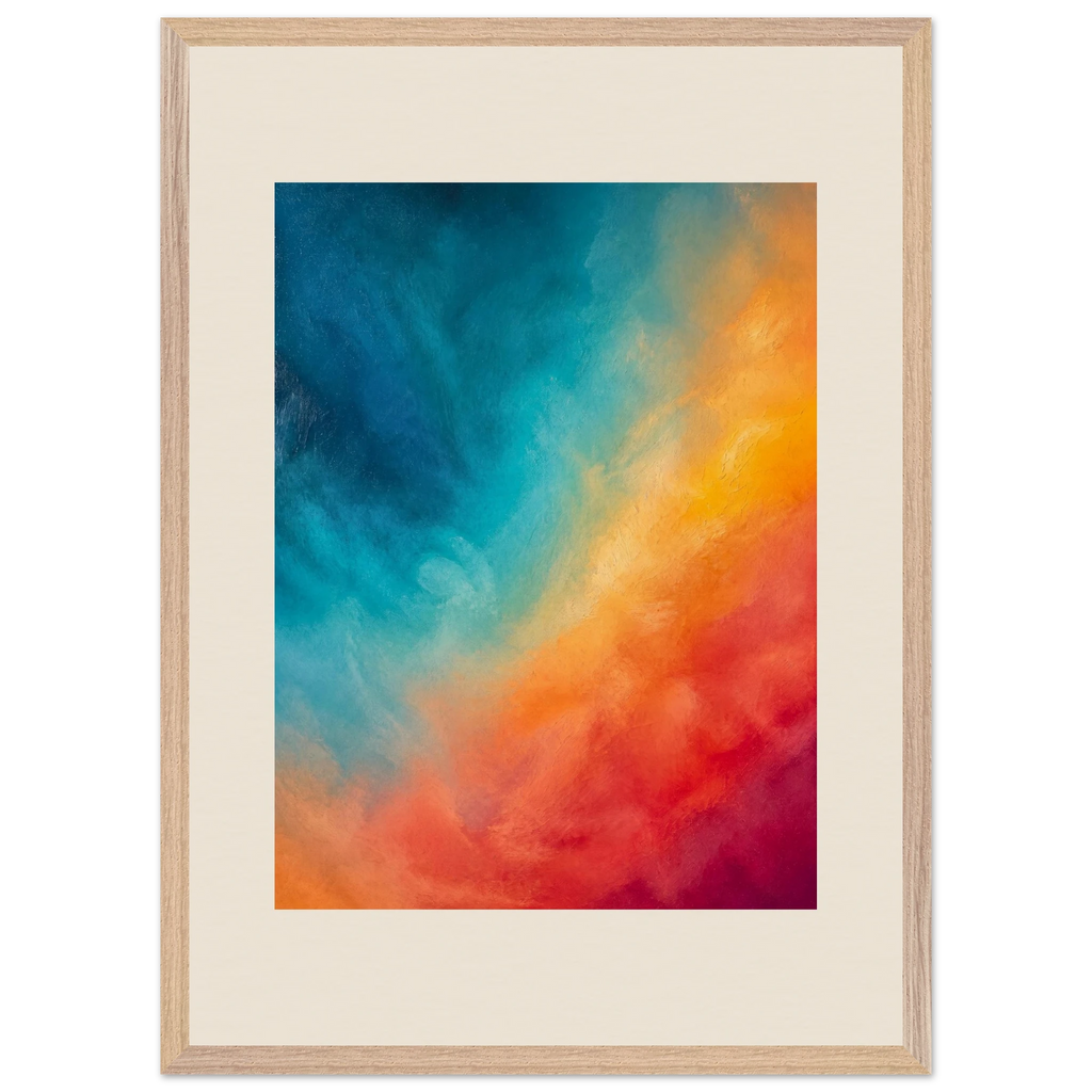 Teal and Orange: gradient, sea and dusk. Museum-quality framed fine art print.
