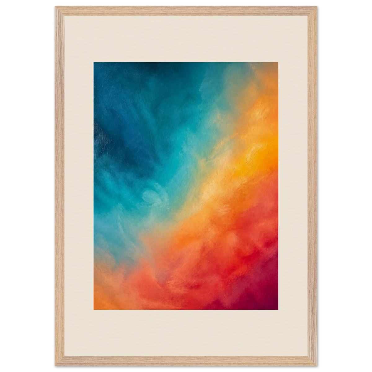 Teal and Orange: gradient, sea and dusk. Museum-quality framed fine art print.