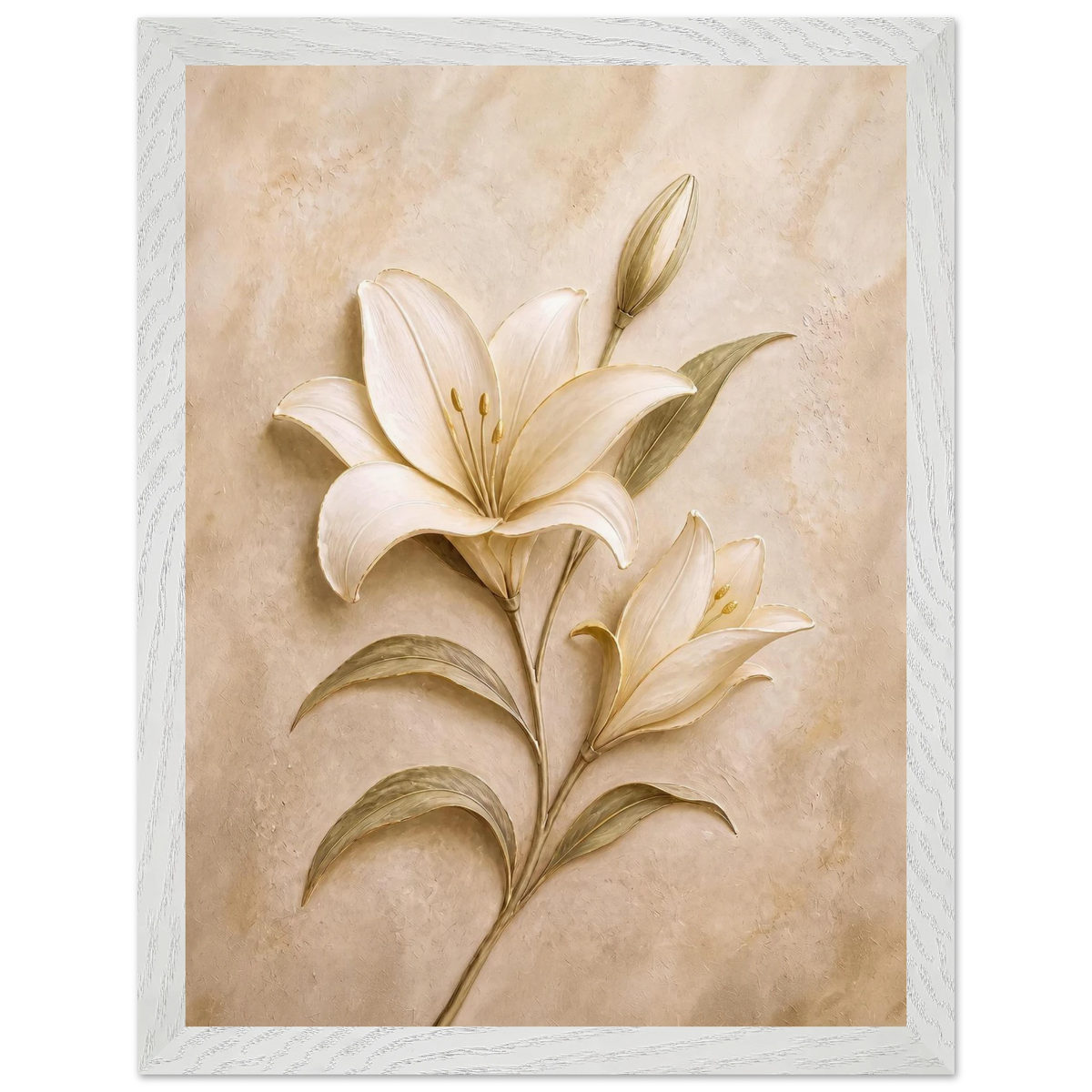 Alabaster Lily: flowers and botanical. Museum-quality framed fine art print.