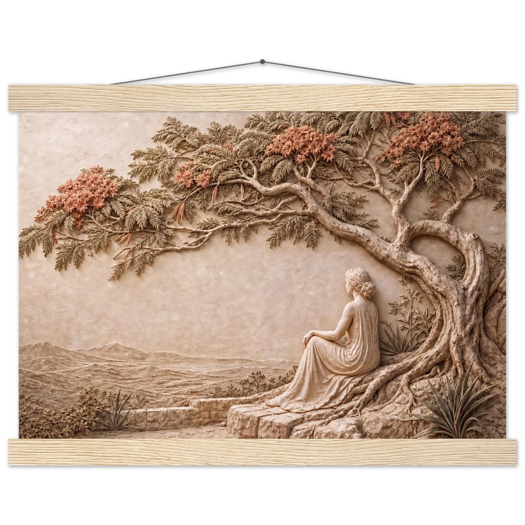 Under the Blossoms, petra and flora. Archival fine art poster shown framed.