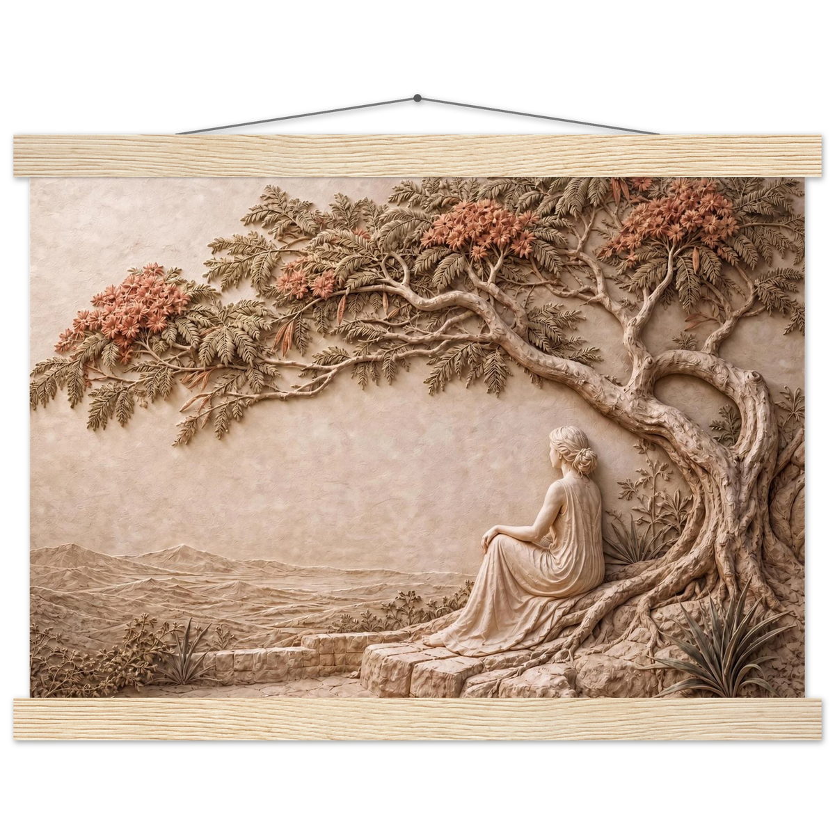 Under the Blossoms, petra and flora. Archival fine art poster shown framed.