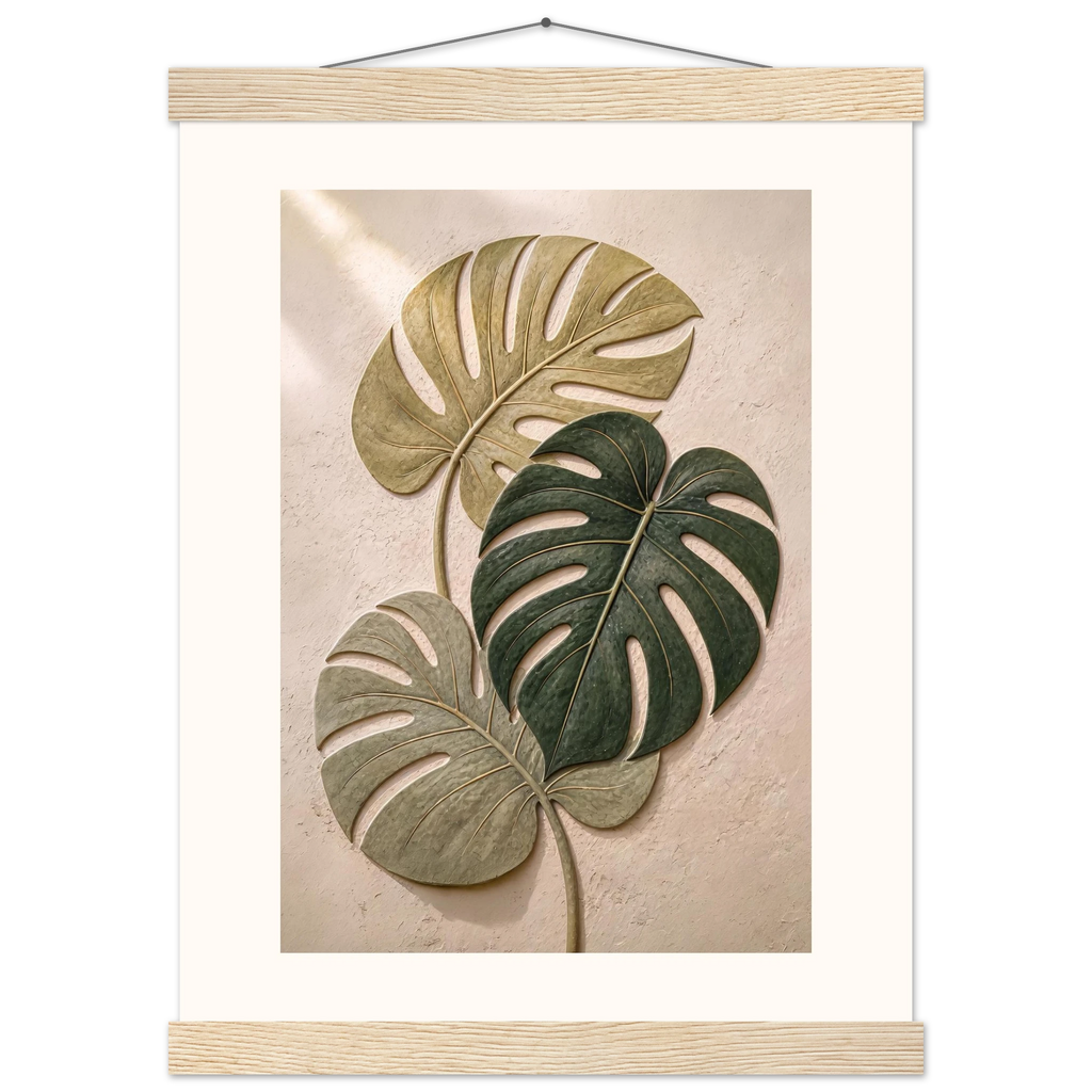 Stone Monstera: botanical and nature. Fine art poster.