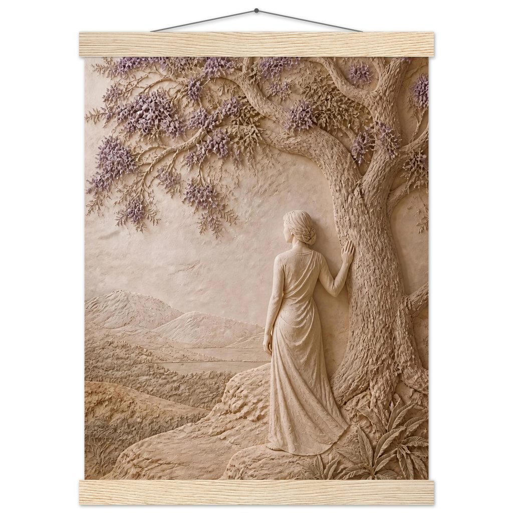 Old Friend: impasto, figure and companion tree. Fine art poster by The Light Stays.