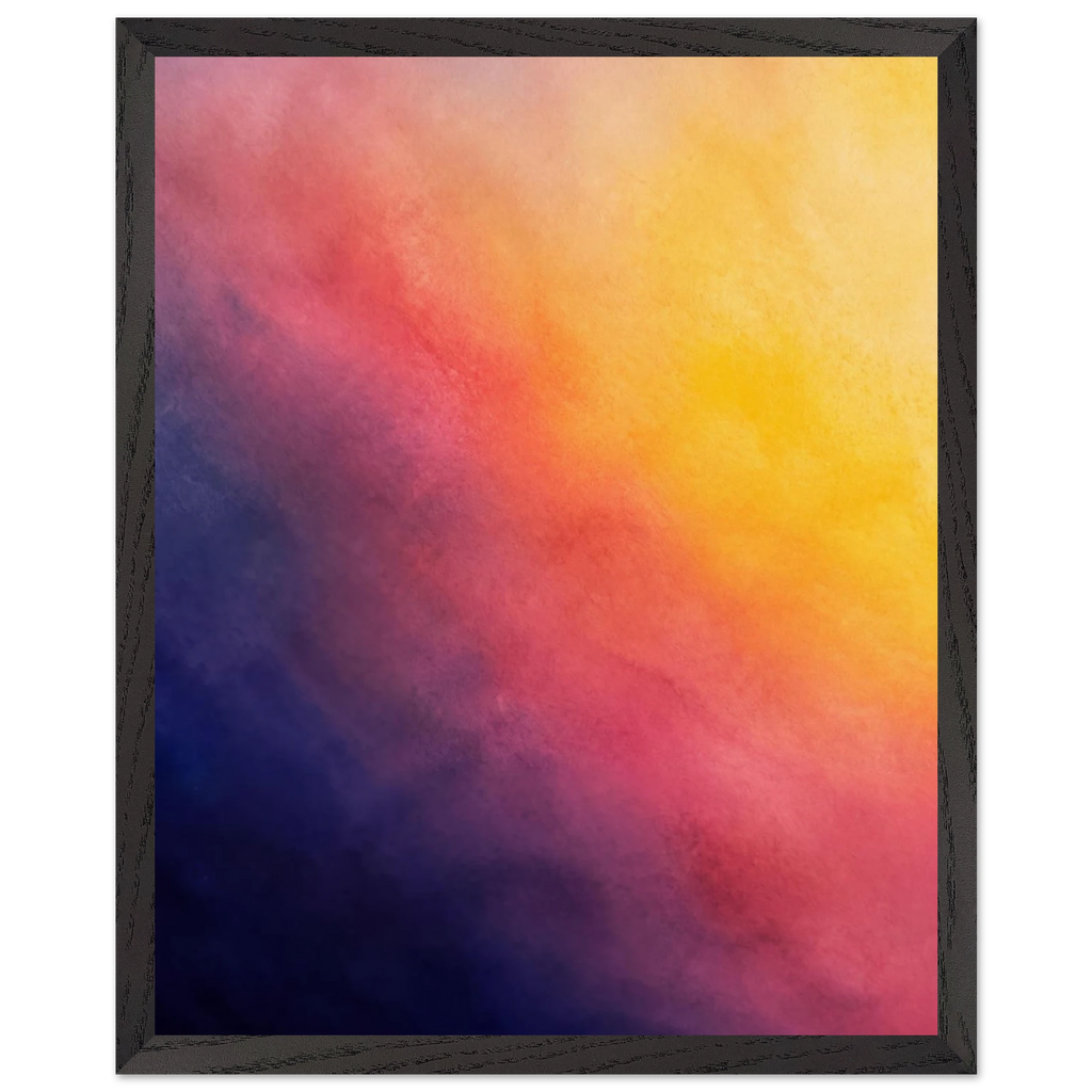 Turquoise and Gold, gradient, night and morning. Archival framed fine art print shown framed.
