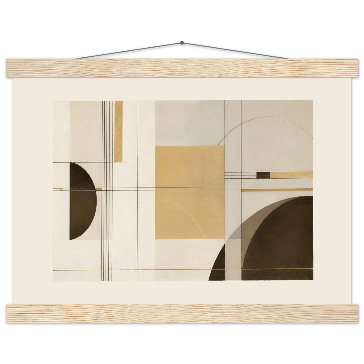 Lines of Sand, geometric abstract, neutral tones and texture. Archival fine art poster shown framed.
