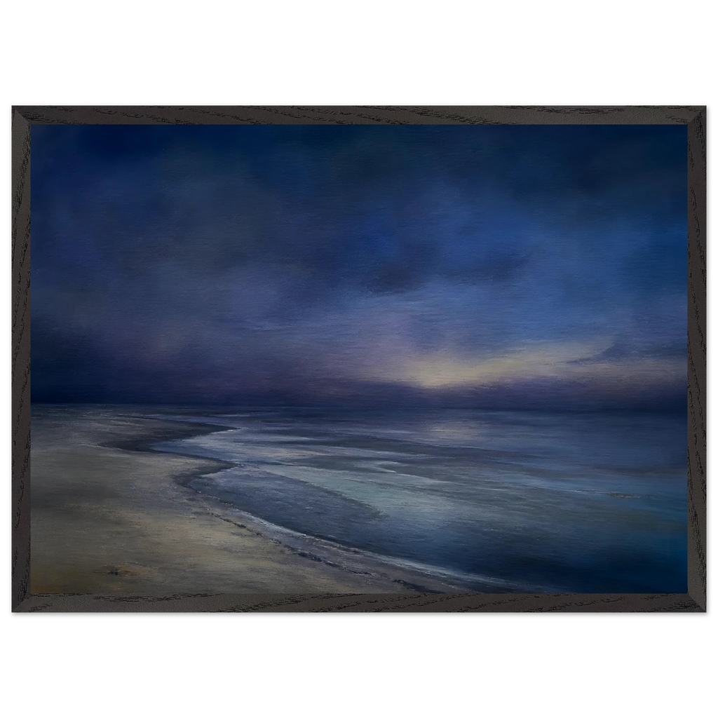 Blue Hour Shore: sea and coastal landscape. Museum-quality framed fine art print.