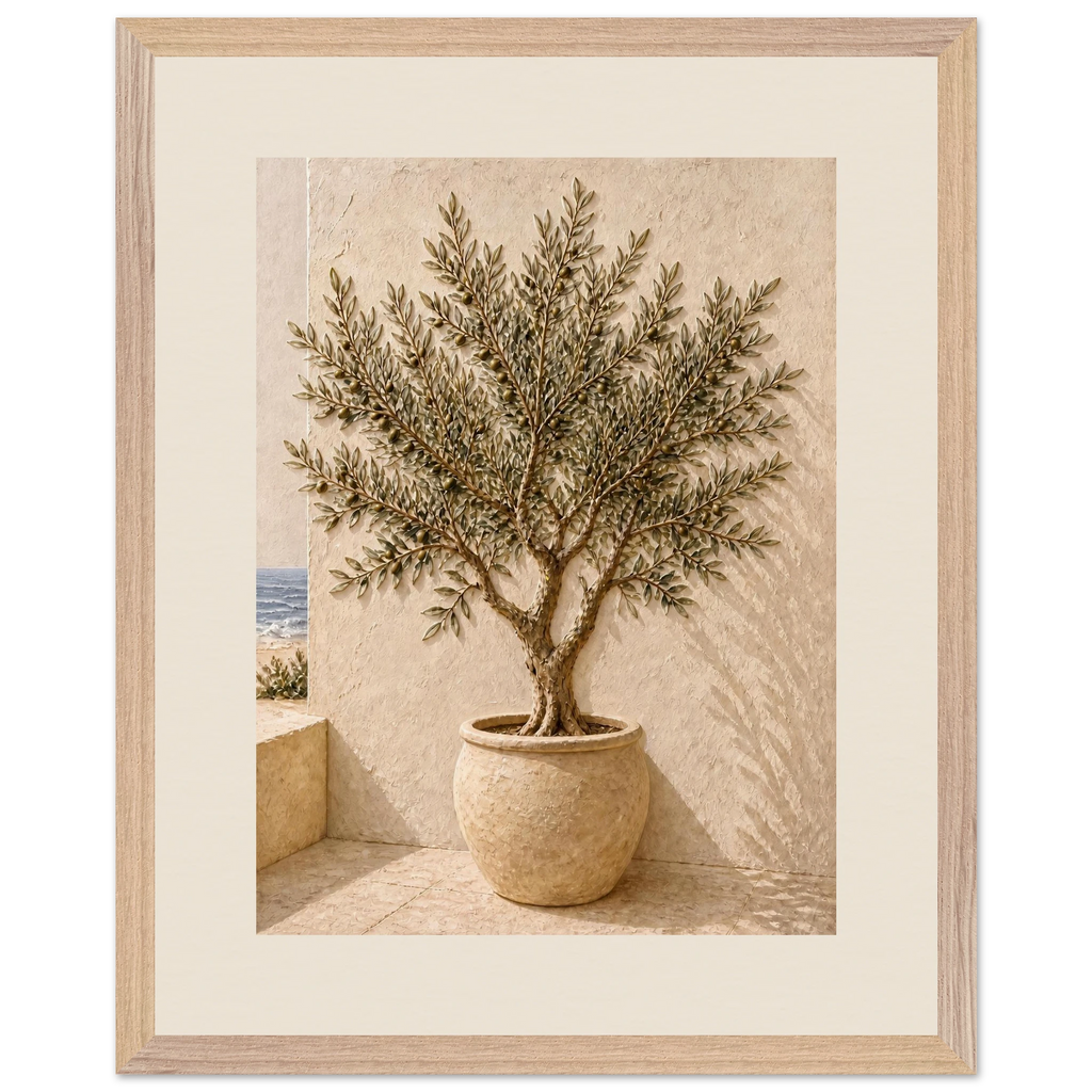 Olive Terrace: landscape and sun. Museum-quality framed fine art print.